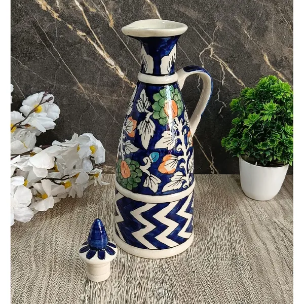 Blue_Ceramic_Storage_Bottle_Jug_Jar_Oil_Dispenser_With_Lid_Hand_Painted_Floral_Design_Decorative_Kitchen_Storage_750_ML