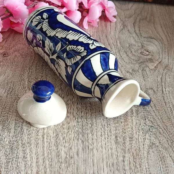 Blue_Ceramic_Storage_Bottle_Jug_Jar_Oil_Dispenser_With_Lid_Hand_Painted_Decorative_Wide_Mouth_Kitchen_Storage_500_ML