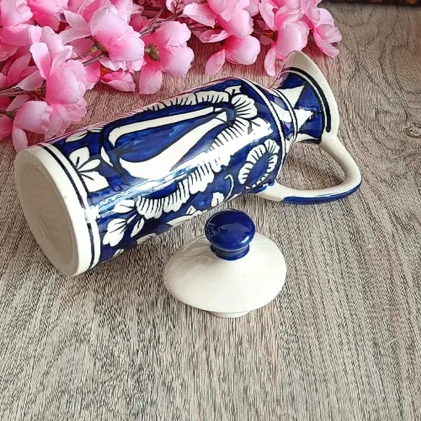 Blue_Ceramic_Storage_Bottle_Jug_Jar_Oil_Dispenser_With_Lid_Hand_Painted_Decorative_Wide_Mouth_Kitchen_Storage_500_ML