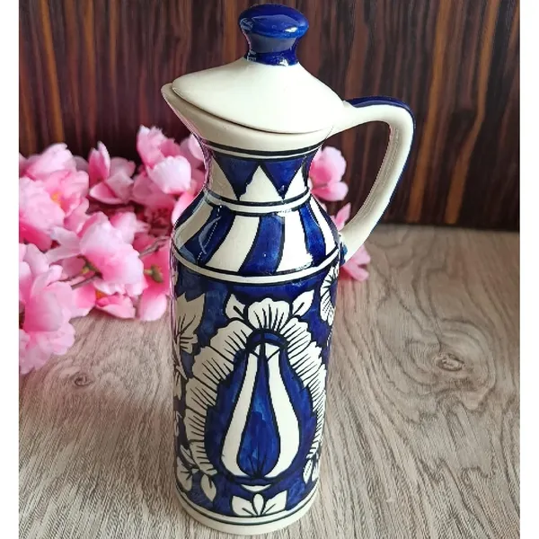 Blue_Ceramic_Storage_Bottle_Jug_Jar_Oil_Dispenser_With_Lid_Hand_Painted_Decorative_Wide_Mouth_Kitchen_Storage_500_ML