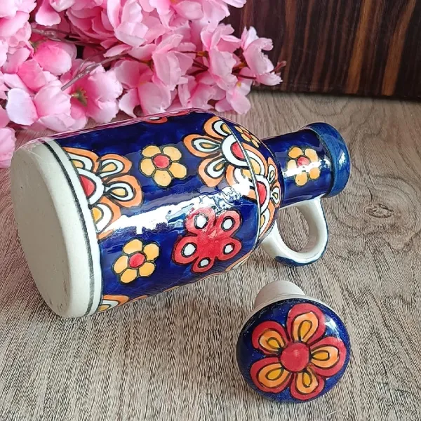 Multicolor_Ceramic_Storage_Bottle_Jug_Jar_Oil_Dispenser_With_Lid_Hand_Painted_Decorative_Kitchen_Storage_500_ML