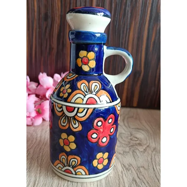 Multicolor_Ceramic_Storage_Bottle_Jug_Jar_Oil_Dispenser_With_Lid_Hand_Painted_Decorative_Kitchen_Storage_500_ML