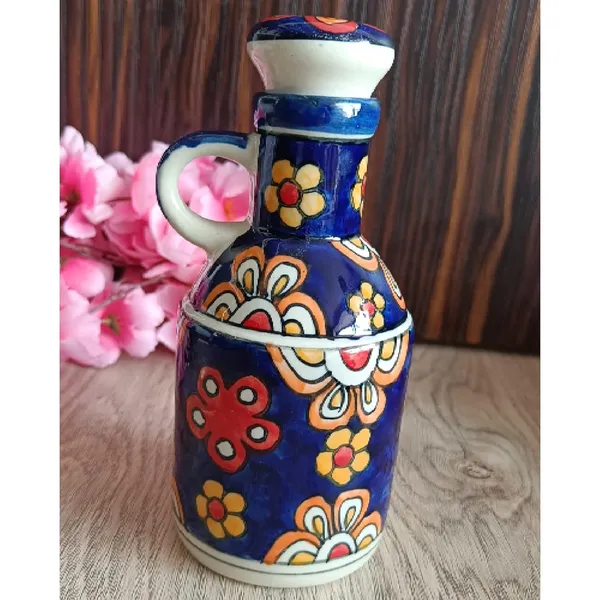 Multicolor_Ceramic_Storage_Bottle_Jug_Jar_Oil_Dispenser_With_Lid_Hand_Painted_Decorative_Kitchen_Storage_500_ML