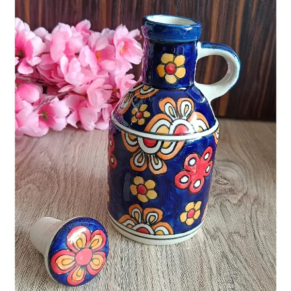 Multicolor_Ceramic_Storage_Bottle_Jug_Jar_Oil_Dispenser_With_Lid_Hand_Painted_Decorative_Kitchen_Storage_500_ML