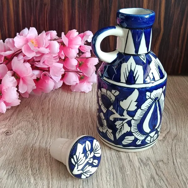 Blue_Ceramic_Storage_Bottle_Jug_Jar_Oil_Dispenser_With_Lid_Hand_Painted_Decorative_Kitchen_Storage_500_ML