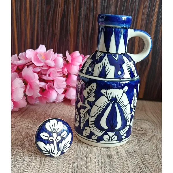 Blue_Ceramic_Storage_Bottle_Jug_Jar_Oil_Dispenser_With_Lid_Hand_Painted_Decorative_Kitchen_Storage_500_ML