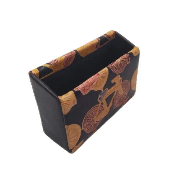 Red_Leather_Stationery_Set_Pen_Stand_Card_Holder_with_Embossed_Auto_Rickshaw_Design