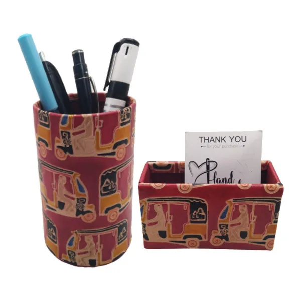 Black_Leather_Stationery_Set_Pen_Stand_Card_Holder_with_Embossed_Cycle_Design