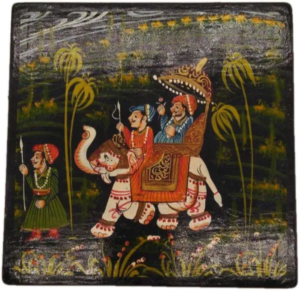 Wooden_Coaster_Set_and_Pen_Stand_Set_of_2_King_Royal_Procession_Hand_Painted