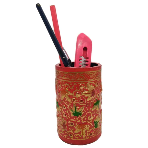 Red_Gold_Pen_Holder_Pencil_Holder_for_Desk_Organizer_exclusive_Papier_Mache_Kashmir_Craft