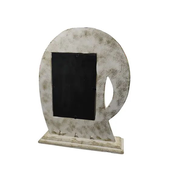 White_Wooden_Cream_Elephant_Shaped_Photo_Frame_Decorative_Table_Top_Hand_Painted_With_Embossed_Crystal_11_X_8.5_Inch