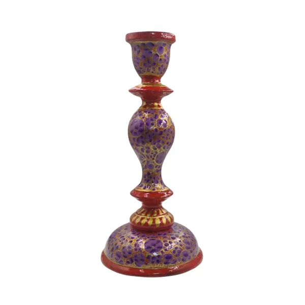 India_Meets_India_Kashmiri_Papier_Mache_Candle_stick_Holder_Purple_and_Red