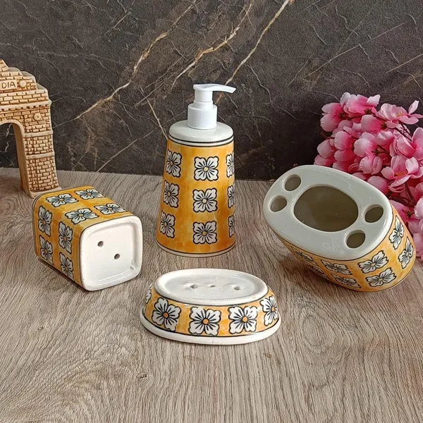 India_Meets_India_Ceramic_Hand-Painted_Bathroom_Accessories_Set,_Ceramic_Soap_Dispenser_|_Toothbrush_Holder_|_Soap_Dish_Tray_|_Tumbler,