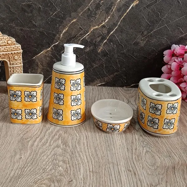 India_Meets_India_Ceramic_Hand-Painted_Bathroom_Accessories_Set,_Ceramic_Soap_Dispenser_|_Toothbrush_Holder_|_Soap_Dish_Tray_|_Tumbler,