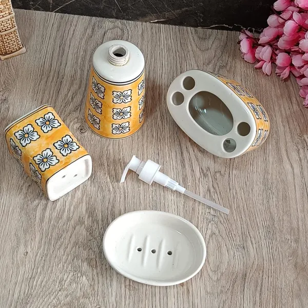 India_Meets_India_Ceramic_Hand-Painted_Bathroom_Accessories_Set,_Ceramic_Soap_Dispenser_|_Toothbrush_Holder_|_Soap_Dish_Tray_|_Tumbler,