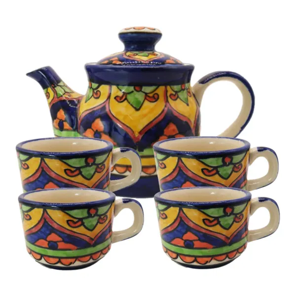 India_Meets_India_Ceramic_Serving_Kettle_Set_with_1_Kettle_(600_ml),_4_Cups_(100_ml_Each)