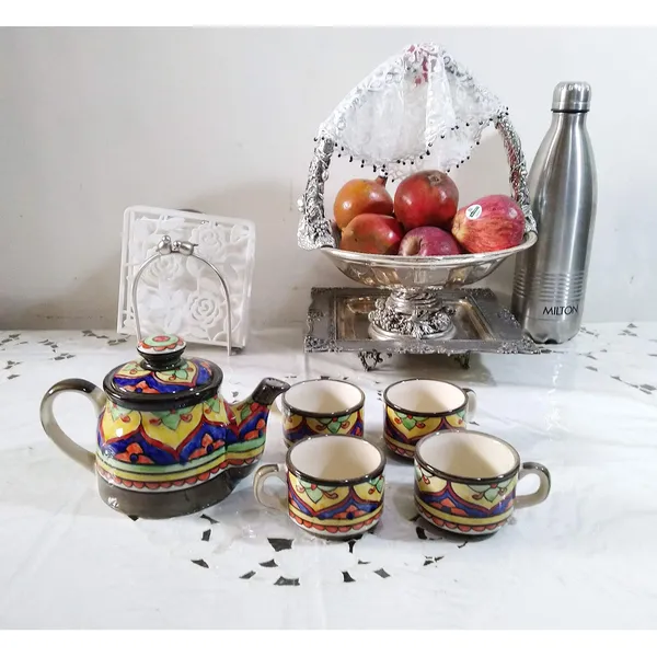 India_Meets_India_Ceramic_Serving_Kettle_Set_with_1_Kettle_(600_ml),_4_Cups_(100_ml_Each)