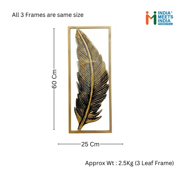 India_Meets_India_Decorative_Metal_Feather_Wall_Art_Set_–_Modern_Abstract_Wall_Hanging_Decor_for_Living_Room,_Bedroom,_and_Office_(Set_of_3,_Gold_and_Antique_Finish)