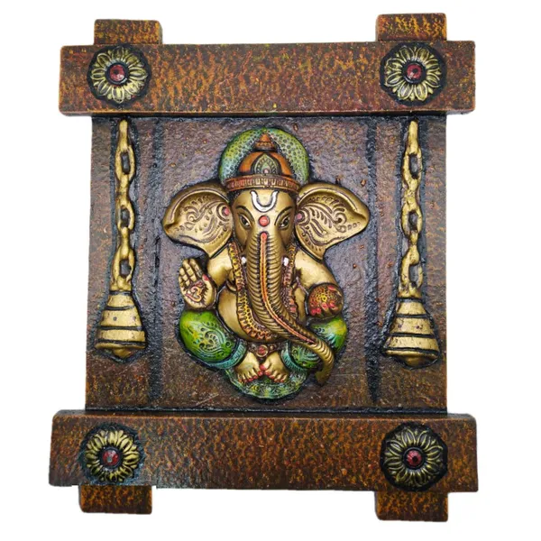 Ganesha_3D_Wall_Hanging_Wood_Framed_Handpainted