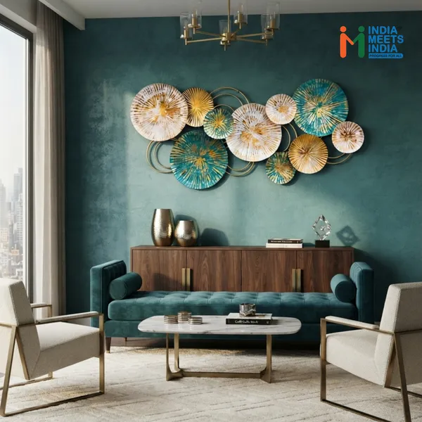 India_Meets_India_Handcrafted_Abstract_Metal_Wall_Art_-_Modern_Teal_and_Gold_Wall_Decor_for_Living_Room,_Bedroom,_and_Home_Office