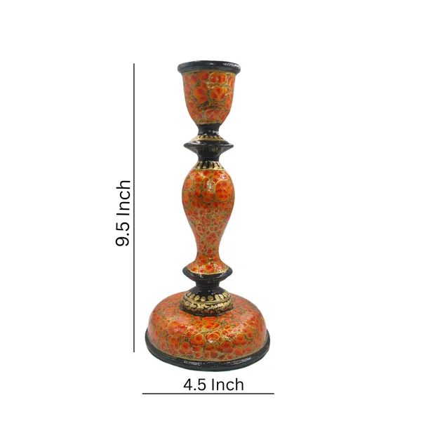 India_Meets_India_Handcrafted_Kashmiri_Papier_Mache_Decorative_Candle_Holder_(Orange)