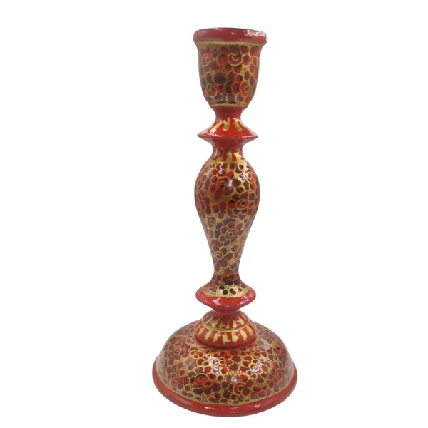 India_Meets_India_Handmade_Kashmiri_Papier_Mache_Candlesticks_Holder_9_Inch_(Red)