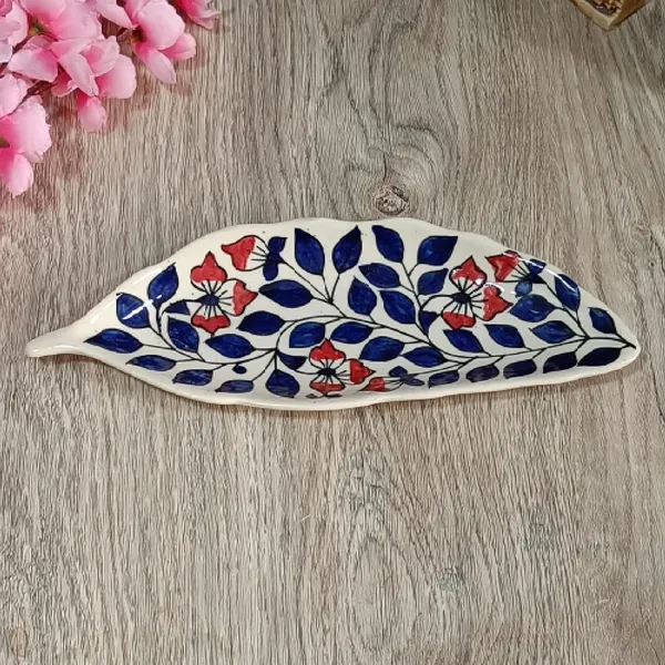 India_Meets_India_Ceramic_Leaf_Tray_(Multi),_Betel_Leaf_Tray_for_Snacks_,Desserts,_Rice,_Noodles,_Pasta's,_Briyani's,_Momo's,_Leaf_Tray_for_Dining_Center_Piece