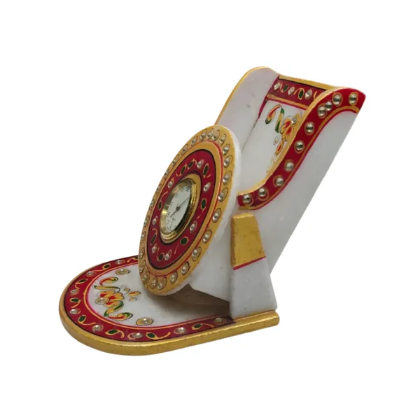 Meenakari_Art_Handmade_Decorated_Marble_Desk_Clock_Mobile_Display_Holder_Stand
