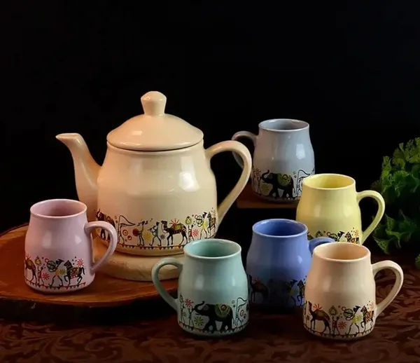 Multicolor_Printed_Ceramic_Morning_Tea_Set_and_Milk_Set_|_Flask_Tea_Cups_(Set_of_6)_&_Kettle_(Set_of_1)