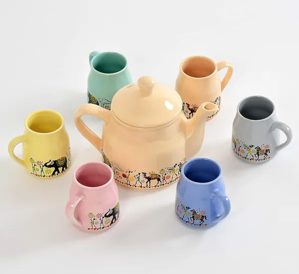 Multicolor_Printed_Ceramic_Morning_Tea_Set_and_Milk_Set_|_Flask_Tea_Cups_(Set_of_6)_&_Kettle_(Set_of_1)