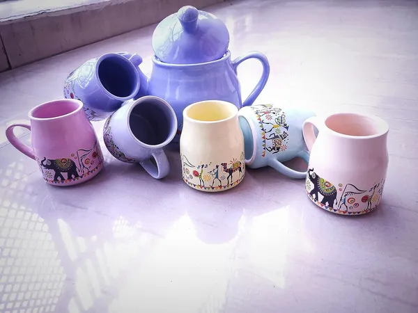 Multicolor_Printed_Ceramic_Morning_Tea_Set_and_Milk_Set_|_Flask_Tea_Cups_(Set_of_6)_&_Kettle_(Set_of_1)