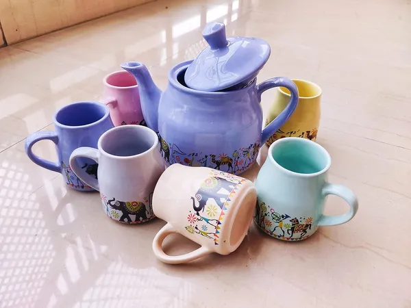 Multicolor_Printed_Ceramic_Morning_Tea_Set_and_Milk_Set_|_Flask_Tea_Cups_(Set_of_6)_&_Kettle_(Set_of_1)