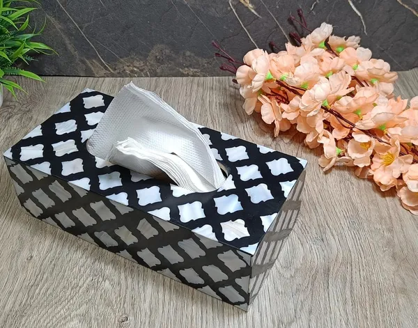 Sea_Shell_Tissue_Box_Holder_[Black]_10x5_Inch
