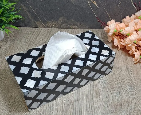 Sea_Shell_Tissue_Box_Holder_[Black]_10x5_Inch