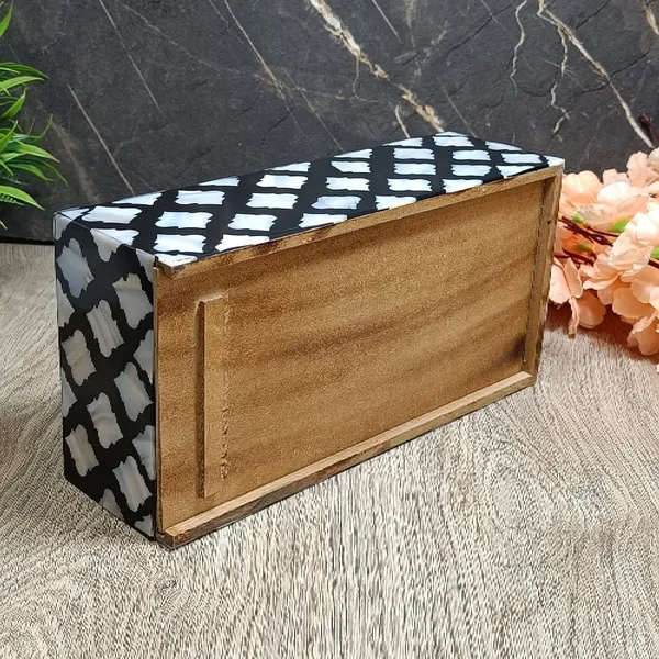 Sea_Shell_Tissue_Box_Holder_[Black]_10x5_Inch
