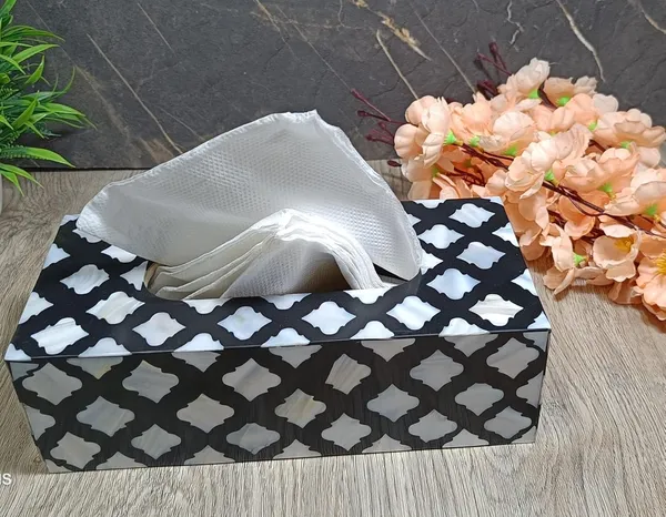 Sea_Shell_Tissue_Box_Holder_[Black]_10x5_Inch