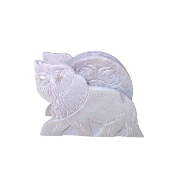 Soapstone_Carved_Tea_Table_Coasters_Set_of_6_with_Lion_Stand