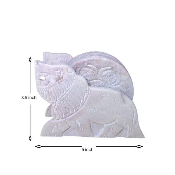Soapstone_Carved_Tea_Table_Coasters_Set_of_6_with_Lion_Stand