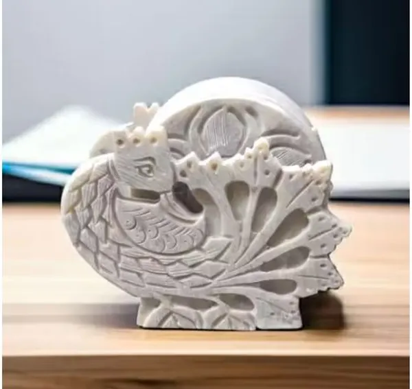 Soapstone_coaster_set_in_Peacock_Face_Design