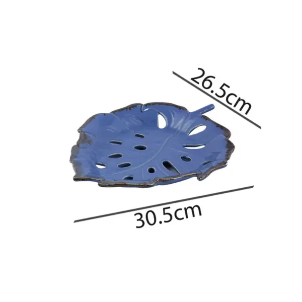 Handmade_Ceramic_Blue_Monstera_Leaf_Platter