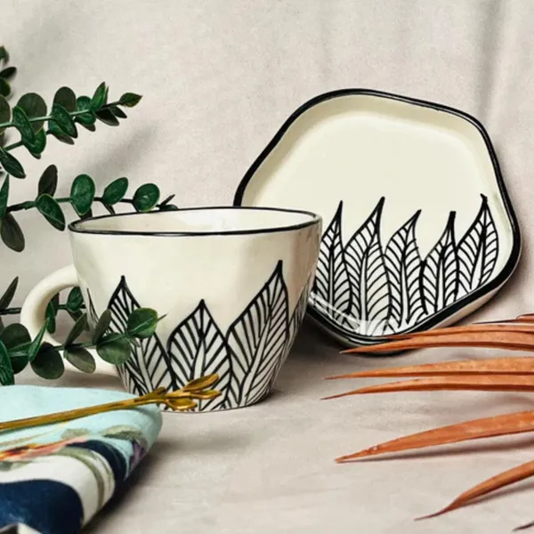 Tranquil_Leaves_Ceramic_Cup_and_Saucer_Set_with_Black_Leaf_Pattern_Design