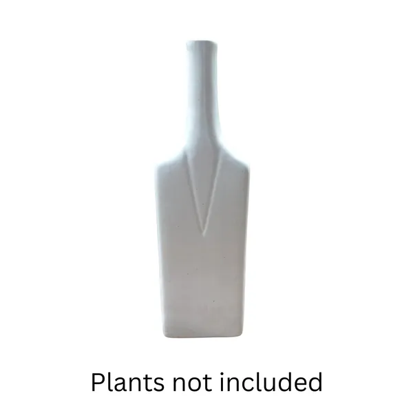 White_Planter_Vase_Cricket_Bat_Shape_Ceramic_Standing_Artificial_Plant_Container_10_inch