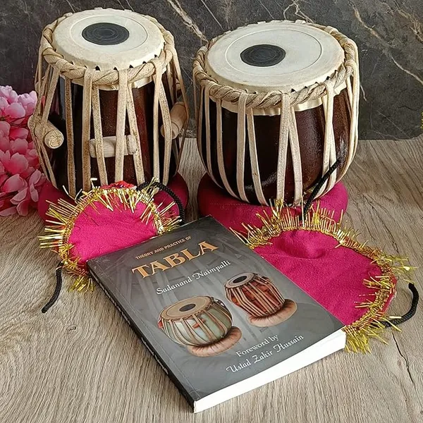 Wooden_Tabla_Set/Tabla_Drum_,_Wooden_Bayan_&_Dayan_with_Cushion_and_Leather_Straps_to_Tune_-_Perfect_Tabla_Set_for_Beginners,_Wooden_Tabla_Set_with_Learning_Book