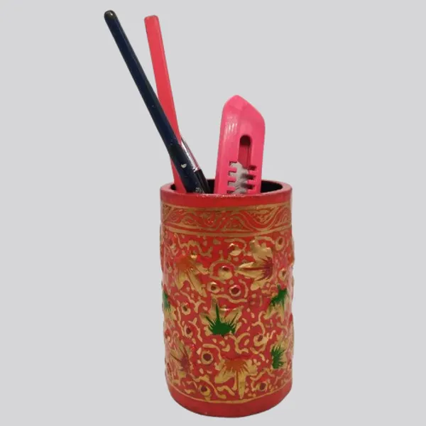 Red_Gold_Pen_Holder_Pencil_Holder_for_Desk_Organizer_exclusive_Papier_Mache_Kashmir_Craft