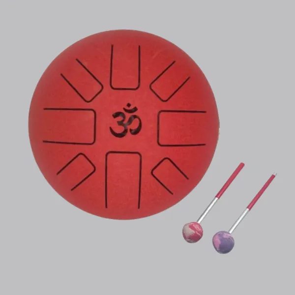 10_Inch_OM_Tongue_Drum_Tank_Drum_Steel_Percussion_Hangpan_Drum_Hand_drum_Musical_Instrument_with_Bag_and_Mallets_Stick_(Deep_Red)