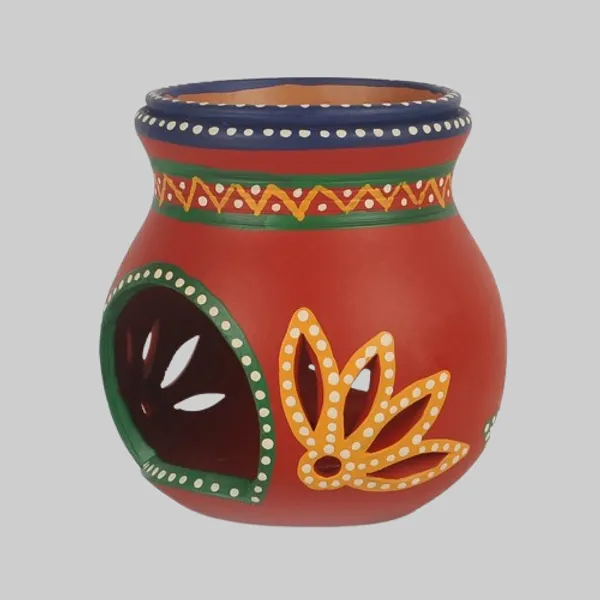 Red_Terracotta_Tea_Light_Holder_Handpainted_Decorative_Clay_Holder