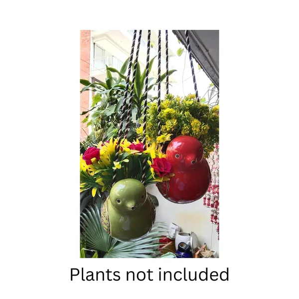 Set_of_2_Sparrow_Duo_Hanging_Planters___Red_&_Green