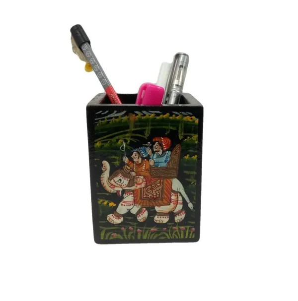 Wood_Pen_Stand_Pen_Holder_King_Royal_Procession_Hand_Painted