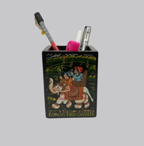 Wood_Pen_Stand_Pen_Holder_King_Royal_Procession_Hand_Painted