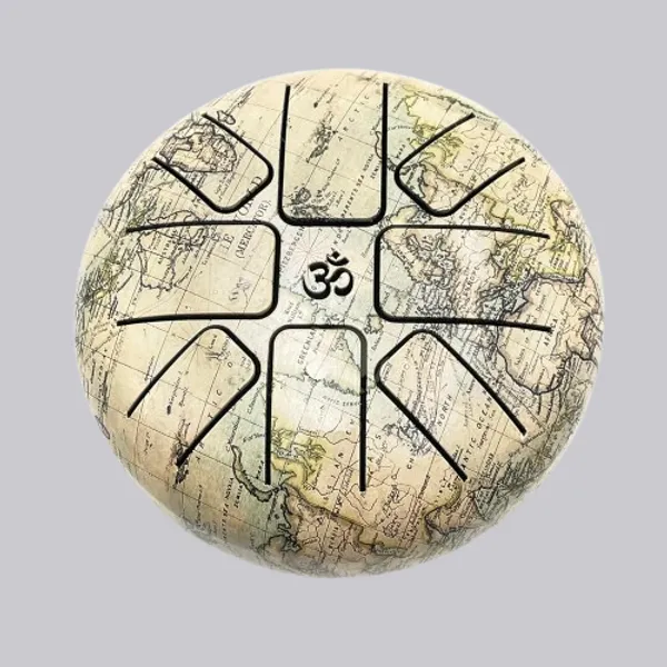 White_Steel_Hand_Drum_6_Inches_Percussion_Instrument_For_Creating_New_Music,_Healing,_Yoga,_Meditation_(Word_Map)